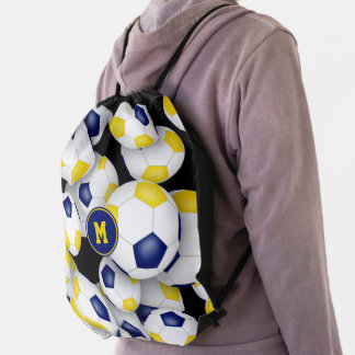 blue gold girls boys team colors soccer drawstring bag