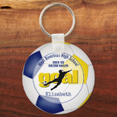 blue gold girls soccer goal team spirit sports keychain (Front)