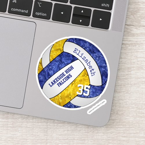 blue gold girls volleyball w school mascot name sticker