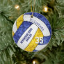 blue gold girly volleyball team colors ceramic ornament
