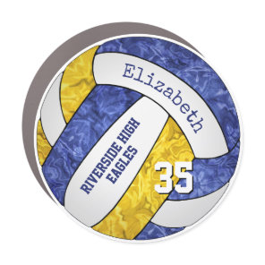 blue gold girly volleyball team colors locker or car magnet