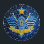 Blue Gold Glitter American Football Jersey MVP  Dart Board<br><div class="desc">Go blue and gold! Football fans will love this faux glitter design. Support your favorite team with hip,  trendy,  artistic merchandise. Available in other sparkly team colors.</div>