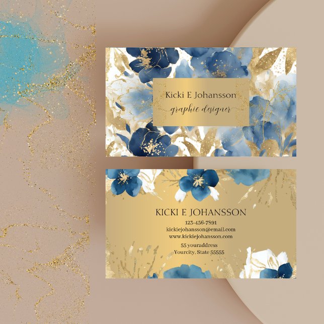Blue Gold Glitter Business Card (Blue Gold Glitter Business Card)