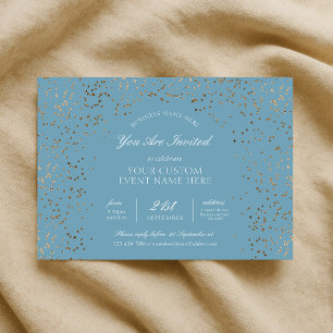 Blue & Gold Glitter Business Gala Dinner Event Invitation