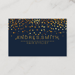 Blue Gold Glitter Faux Foil Confetti Hair Stylist Business Card