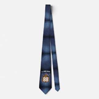 Blue & Gold Glitter Football Player Team Spirit Neck Tie