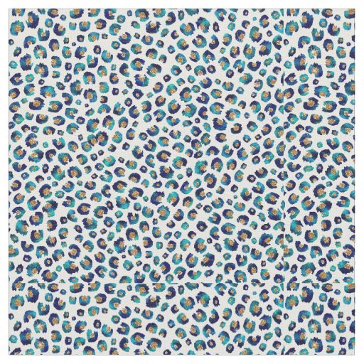 Blue Gold Glitter Leopard Pattern Fabric