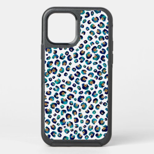 Blue Gold Glitter Leopard Pattern OtterBox Symmetry iPhone 12 Pro Case