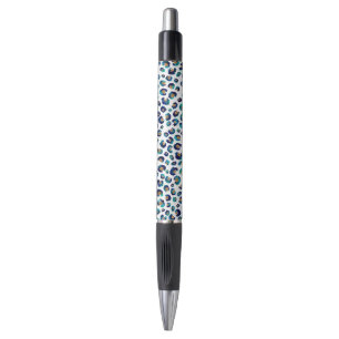 Blue Gold Glitter Leopard Pattern Pen