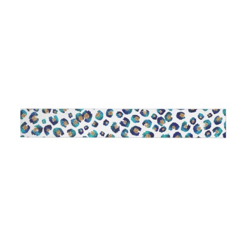 Blue Gold Glitter Leopard Pattern Wrap Around Label