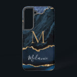 Blue Gold Glitter Marble Cuatom Name and Letter Samsung Galaxy S22 Case<br><div class="desc">Samsung Galaxy Cases or iPhone Cases with Monogram Name Agate Navy Blue Gold Gemstone Marble Geode Glitter Sparkle Personalized Birthday - Anniversary or Wedding Gift / Suppliest - Add Your Letter / Name - Text or Remove - Make Your Special Gift - Resize and move or remove and add text...</div>