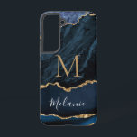 Blue Gold Glitter Marble Cuatom Name and Letter Samsung Galaxy S22 Case<br><div class="desc">Samsung Galaxy Cases or iPhone Cases with Monogram Name Agate Navy Blue Gold Gemstone Marble Geode Glitter Sparkle Personalized Birthday - Anniversary or Wedding Gift / Suppliest - Add Your Letter / Name - Text or Remove - Make Your Special Gift - Resize and move or remove and add text...</div>