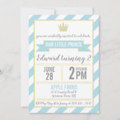 Blue Gold Glitter Prince Birthday Invitation (Front)