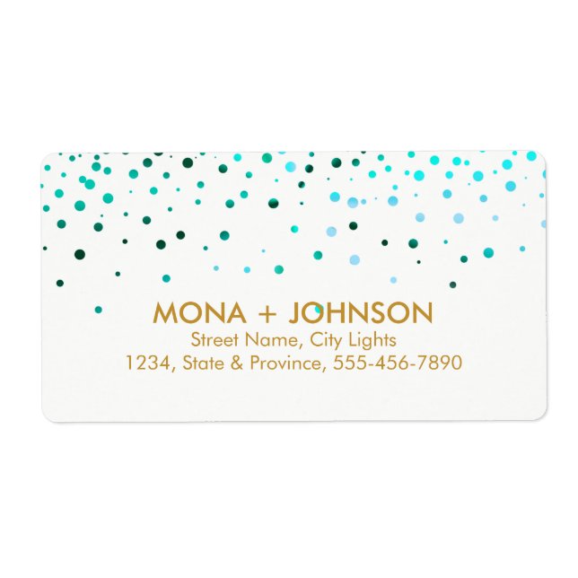 Blue Gold Glitter Sparkle Confetti Dots Modern Label (Front)