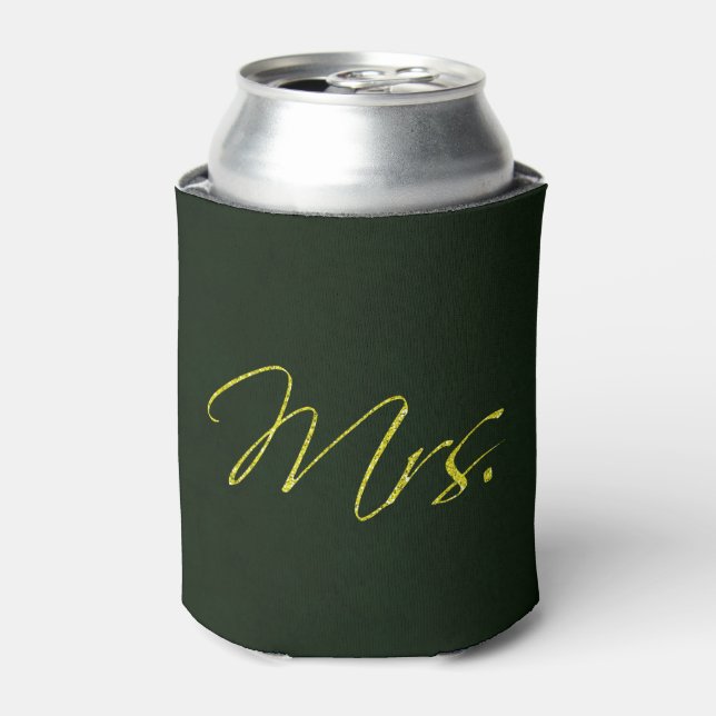 Blue Gold Glitter Sparkle Confetti Mrs. Can Cooler (Can Front)