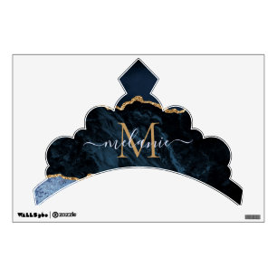 Blue Gold Glitter Wall Decal Custom Name Letter