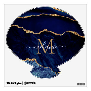 Blue Gold Glitter Wall Decal Custom Name Letter