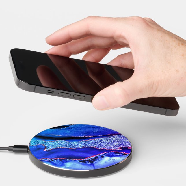 Blue Gold Glitter Wireless Charger (Hand)
