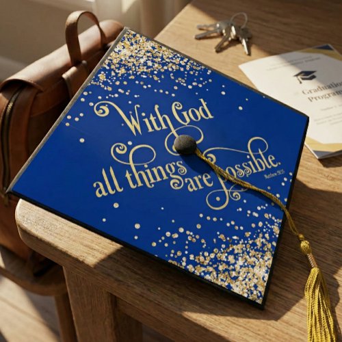 Blue Gold Glitter With God All Things Are Possible