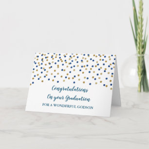 Blue Gold Godson Congratulations Graduation Card