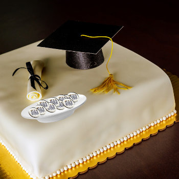 Blue Gold Grad Hats Sugar Cookie by deluxephotos at Zazzle