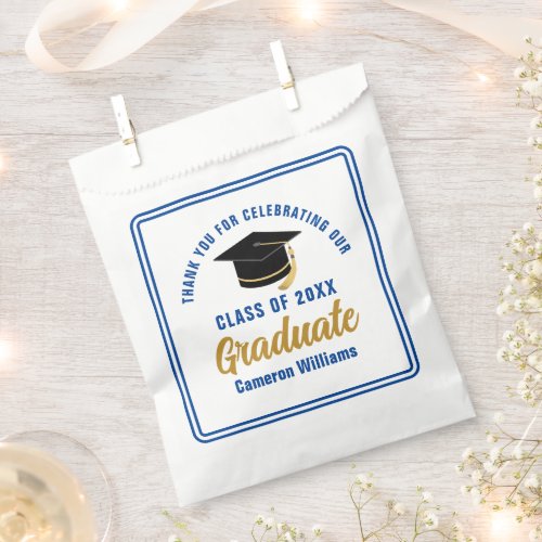 Blue Gold Graduate 2024 Thank You Custom Party Favor Bag