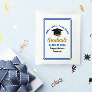Blue Gold Graduate Custom Graduation Party Tea Bag Drink Mix