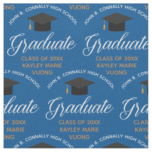 Blue Gold Graduate Personalized 2024 Graduation Fabric