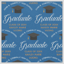 Blue Gold Graduate Personalized Graduation Fabric