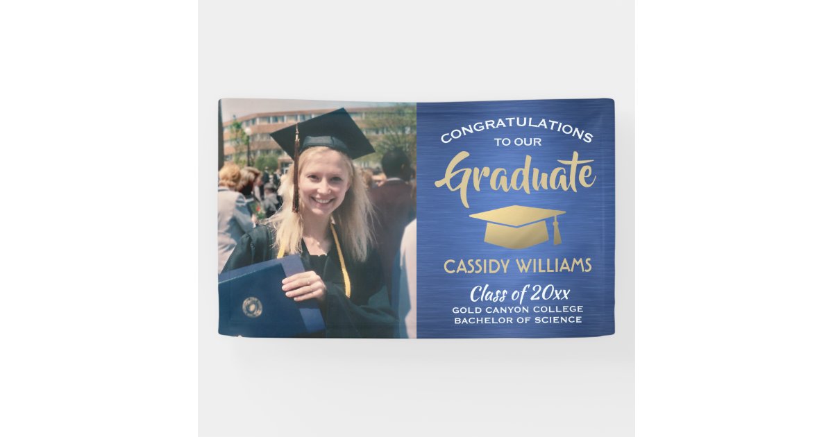 Blue Gold Graduate Photo Class Of 2020 Graduation Banner