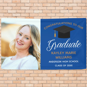 Blue Gold Graduate Senior Photo Graduation 2022 Banner