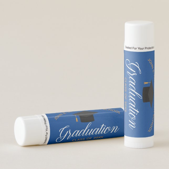 Blue Gold Graduation Class of 2026 Custom Party Lip Balm (Front)