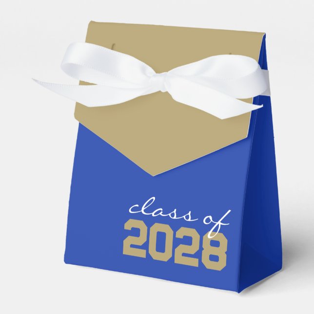 Blue & Gold Graduation Favor Boxes (Front Side)