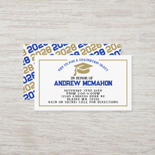 Blue & Gold Graduation Invite Announcement Insert