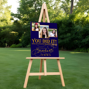 Blue Gold Graduation Multi Photo Keepsake Print