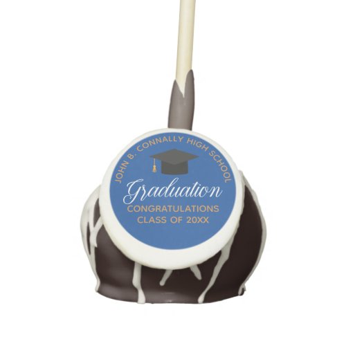 Blue Gold Graduation Party Personalized Cake Pops