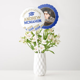 Blue & Gold Graduation Photo Centerpiece Balloon
