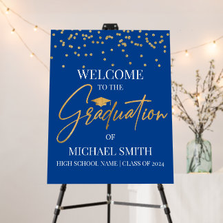 Blue & Gold Graduation Welcome Sign