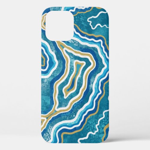 Blue Gold Graphic Agate Case_Mate iPhone 12 Cases