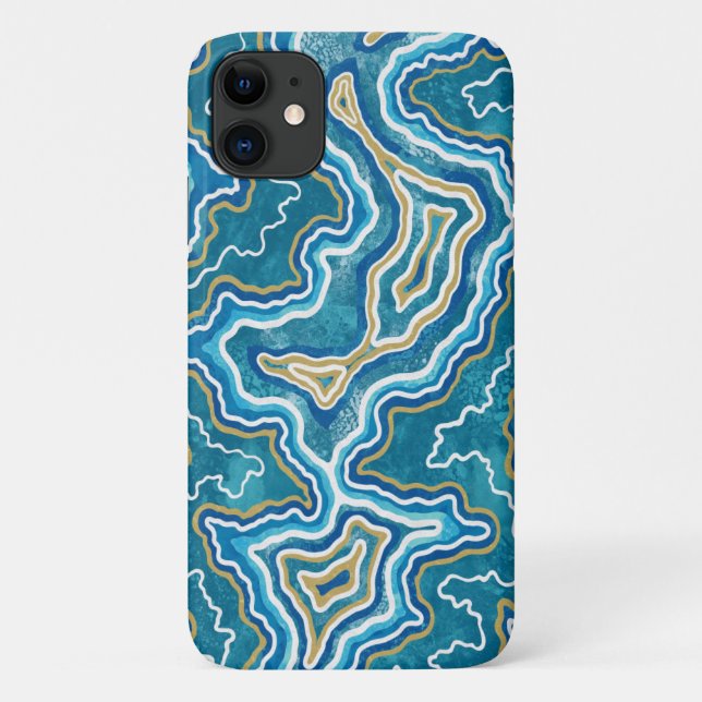 Blue Gold Graphic Agate Case-Mate iPhone Case (Back)