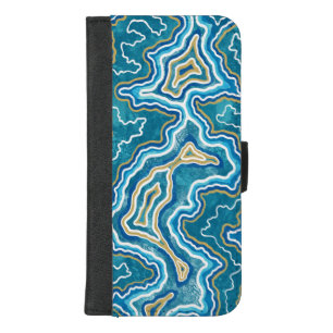Blue Gold Graphic Agate iPhone 8/7 Plus Wallet Case