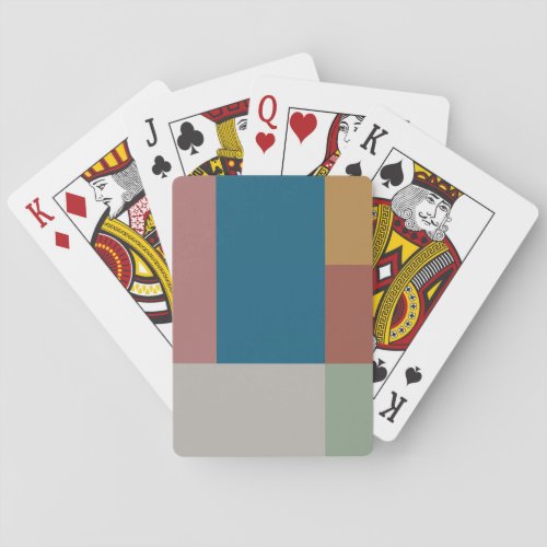 Blue Gold Gray Green Terracotta Color Block Poker Cards