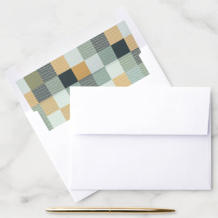 Blue, Gold, Green Checker Envelope Liner