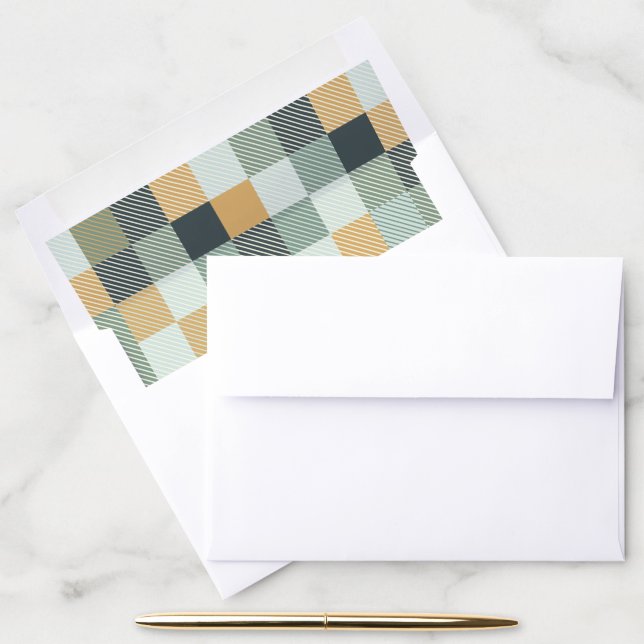 Blue, Gold, Green Checker Envelope Liner (Desk)