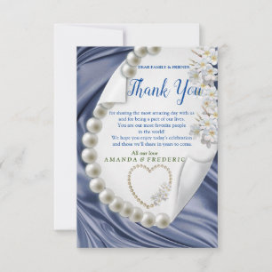 Blue,Gold,green Ivory Silk & PearlsThank You card