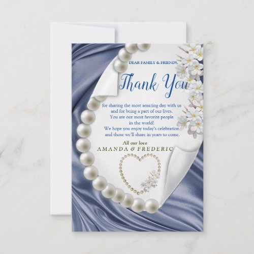 BlueGoldgreen Ivory Silk  PearlsThank You card