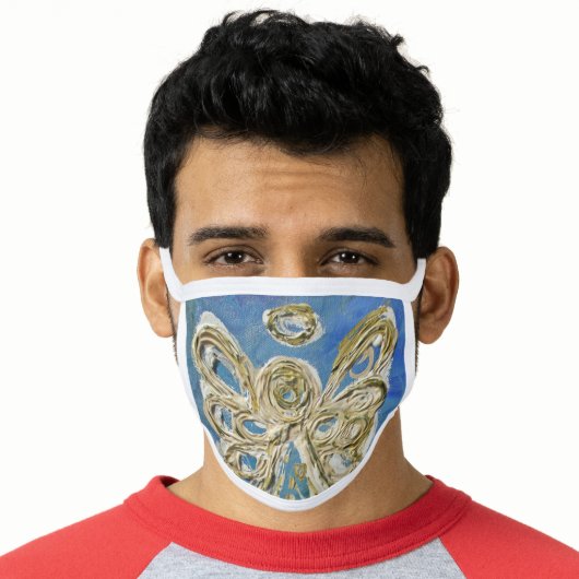Blue Gold Guardian Angel Art Custom Face Mask (Worn Him)