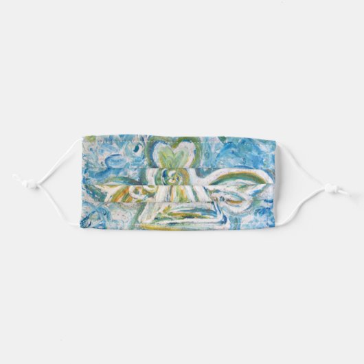 Blue Gold Guardian Angel Art Custom Face Masks (Front, Folded)