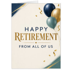 Blue Gold Happy Retirement From All of Us Card