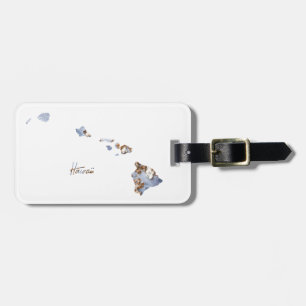 Blue & Gold Hawaii State Map Luggage Tag